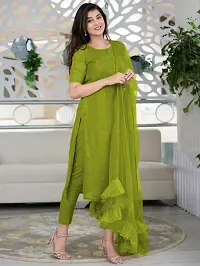Green Cotton Embroidered Kurtas For Women-thumb3