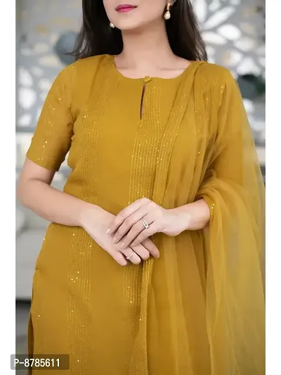 Stylish Yellow Rayon Patchwork Kurta with Pant And Dupatta Set For Women-thumb2