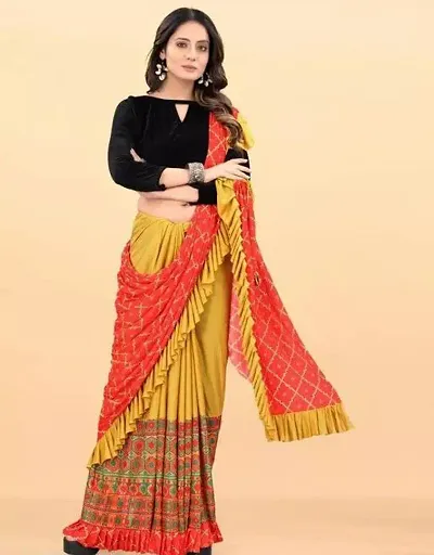 Stylish Women Lycra Saree with Blouse Piece