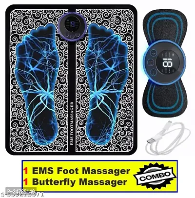 EMS foot massager and Butterfly Full body massager with 8 Modes for Perfect full Body massager Medicure Pedicure face massager Body massager Neck massager-thumb0