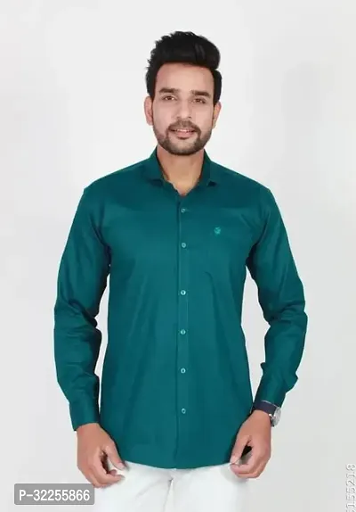 Reliable Green Cotton Long Sleeves Casual Shirt For Men