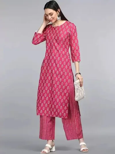 Stylish Rayon Printed Kurta with Palazzo Set