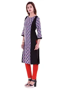 Vaidiki Blue Color Floral Printed Rayon Designer Straight Long Kurti for women-thumb2