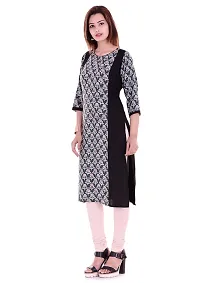 Vaidiki Black Color Floral Printed Rayon Designer Straight Long Kurta Casual Kurti for Ladies-thumb2