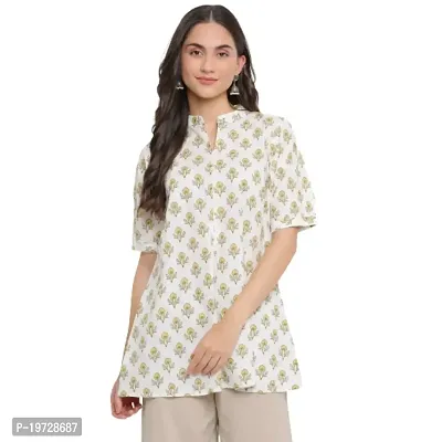 Indian Knots Off White  Yellow Cotton Printed Tunic_10-01-STOP405 2XL-thumb0