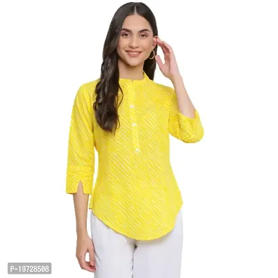 Indian Knots-Women Yellow Cotton Printed Tunic_1202KB685Y L-thumb0