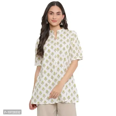 Indian Knots Off White  Yellow Cotton Printed Tunic_10-01-STOP405 L-thumb0