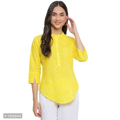 INDIAN KNOTS-Women Yellow Cotton Printed Tunic_1202KB685Y-thumb0