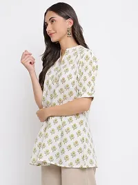 Indian Knots Off White  Yellow Cotton Printed Tunic_10-01-STOP405 XL-thumb1