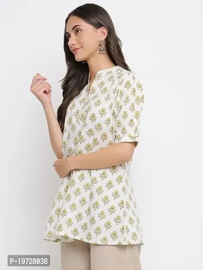 Indian Knots Off White  Yellow Cotton Printed Tunic_10-01-STOP405 XL-thumb2