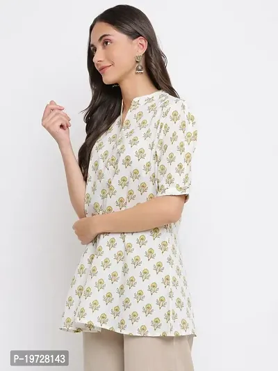 Indian Knots Off White  Yellow Cotton Printed Tunic_10-01-STOP405 M-thumb2