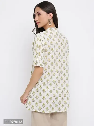 Indian Knots Off White  Yellow Cotton Printed Tunic_10-01-STOP405 M-thumb4