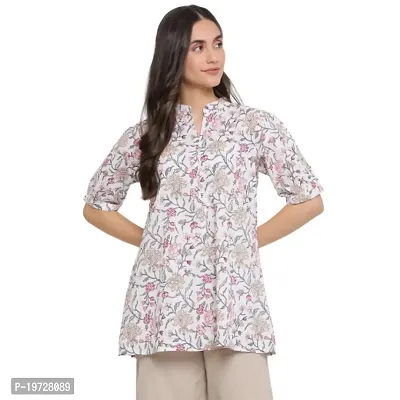 Indian Knots White and Pink Printed Tunic_10-01-STOP205 XL