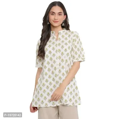 Indian Knots Off White  Yellow Cotton Printed Tunic_10-01-STOP405 M