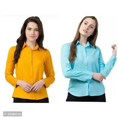 Stylish Multicoloured Rayon Solid Shirt For Women Pack Of 2