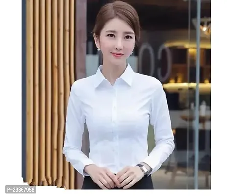 Stylish White Rayon Solid Shirt For Women