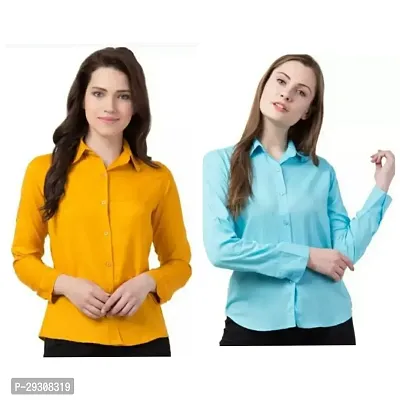 Stylish Multicoloured Rayon Solid Shirt For Women Pack Of 2