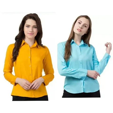 Stylish Rayon Solid Shirt For Women Pack Of 2