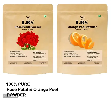 LBS Orange fruit powder 100 g  Rose petals powder 100g  (200 g) Face Pack, Whitinig Powder