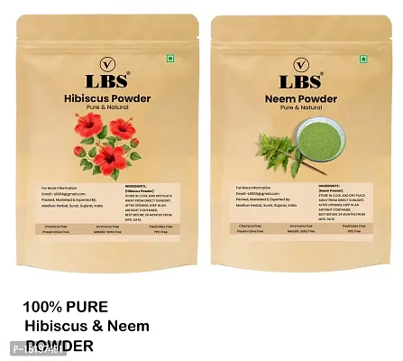 LBS Hibiscus + Neem Powders Combo 100% Natural for Hair  Growth Anti Dandruff, Healthy Hair Care Combo,for Healthy, Shining Hair  Growth Powder, Hair Care