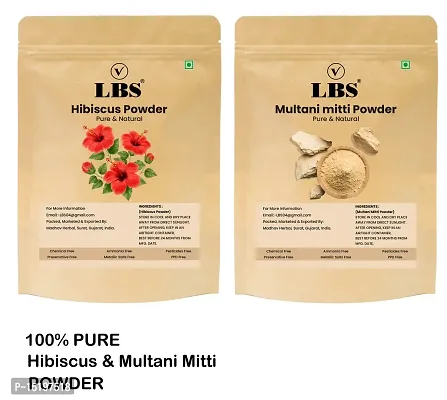 LBS Mitti Powder  Hibiscus Flower Powder - Set of 2 (100 Grams Each)