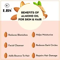 LBS 100% Pure  Natural Almond Oil  Castor Oil (Cold Pressed) for Skin and Hair Hair Oil- Remove pimples, acne and cure any fungal infection from skin -Hair Growth Oil,Hair Fall Oil-thumb2