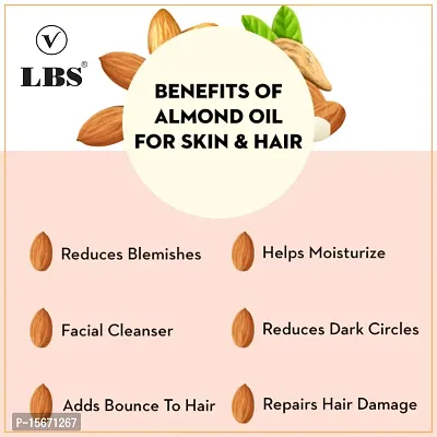 LBS 100% Pure  Natural Almond Oil  Castor Oil (Cold Pressed) for Skin and Hair Hair Oil- Remove pimples, acne and cure any fungal infection from skin -Hair Growth Oil,Hair Fall Oil-thumb3