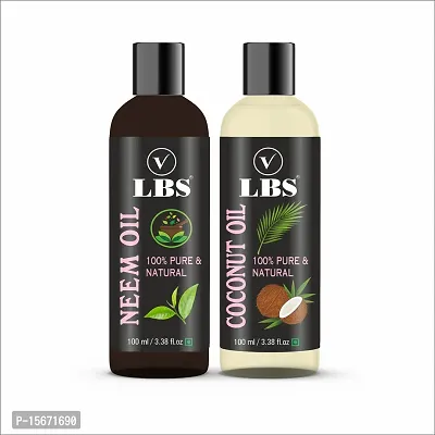 LBS 100% Virgin Neem Oil  Coconut Oil for Beautiful Skin, Hair, Face  Body Oil (100 ml) Olive Oils,Hair Growth ,Hair Fall Oil,Hair Dandruff,Body Massage Oil,Skin Oil-thumb0