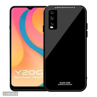 Imperium Toughened Glossy Hybrid Back Case for Vivo Y20G (Tempered Glass Back Panel + TPU Frame) Compatible for Vivo Y20G - Black.