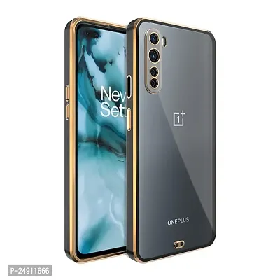 Imperium Chrome Plated Transparent Silicone Back Cover for OnePlus Nord (Black).-thumb0