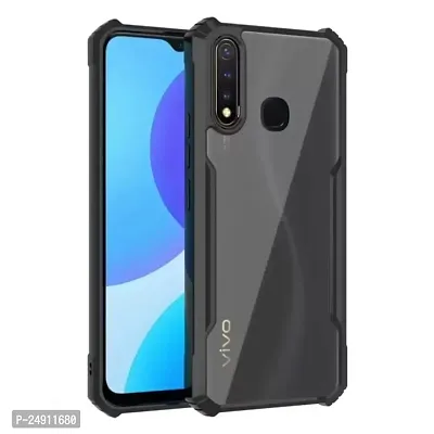 Imperium Vivo Y19 Shockproof Bumper Crystal Clear Back Cover | 360 Degree Protection TPU+PC | Camera Protection | Acrylic Transparent Back Cover for Vivo Y19- Black.