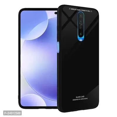 Imperium Toughened Glossy Hybrid Back Case for Poco X2 (Tempered Glass Back Panel + TPU Frame) Compatible for Poco X2 - Black