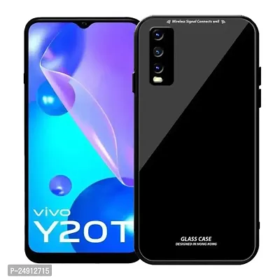 Imperium Toughened Glossy Hybrid Back Case for Vivo Y20T (Tempered Glass Back Panel + TPU Frame) Compatible for Vivo Y20T - Black.