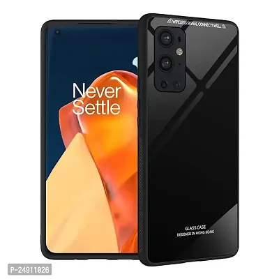 Imperium Toughened Glossy Hybrid Back Case for OnePlus 9 Pro (Tempered Glass Back Panel + TPU Frame) Compatible for OnePlus 9 Pro - Black