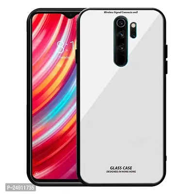 Imperium Toughened Glossy Hybrid Back Case for Redmi Note 8 Pro (Tempered Glass Back Panel + TPU Frame) Compatible for Redmi Note 8 Pro - White.