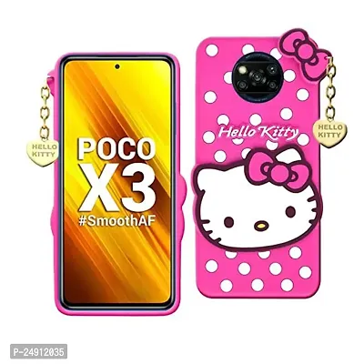 Imperium 3D Hello Kitty Soft Rubber-Silicon Back Cover for Poco X3  Poco X3 Pro