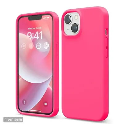 Imperium Silicone Back Case for Apple iPhone 13 |Liquid Silicone| Thin, Slim, Soft Rubber Gel Case | Raised Bezels for Extra Protection of Camera  Screen (Neon Pink).-thumb0