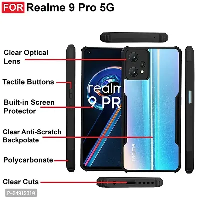 Imperium Realme 9 Pro Shockproof Bumper Crystal Clear Back Cover | 360 Degree Protection TPU+PC | Camera Protection | Acrylic Transparent Back Cover for Realme 9 Pro - Black.-thumb2