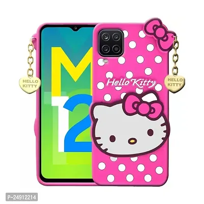 Imperium 3D Hello Kitty Soft Rubber-Silicon Back Cover for Samsung Galaxy M12