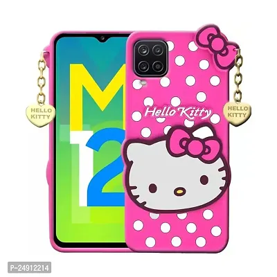 Imperium 3D Hello Kitty Soft Rubber-Silicon Back Cover for Samsung Galaxy M12-thumb0