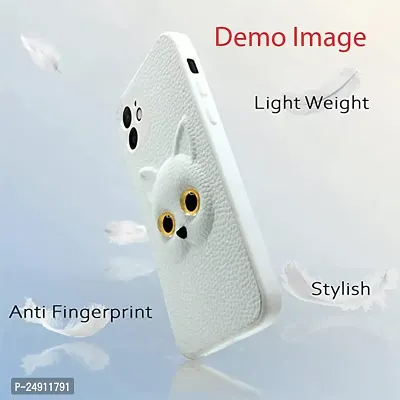 Imperium 3D Cat (Faux Leather Finish) Case Cover for Apple iPhone 13 Mini (White)-thumb2