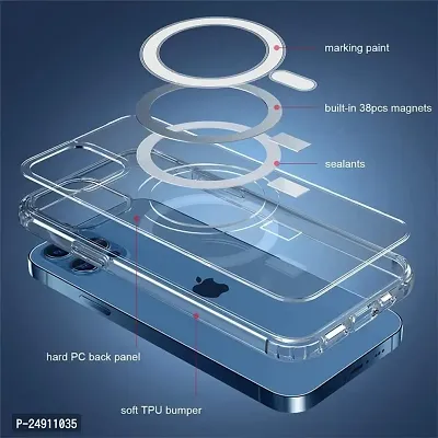 Imperium Apple iPhone 12 Hybrid Magnetic Case| Supports Magnetic Wireless Charging| (TPU + Polycarbonate) Compatible for Apple iPhone 12 - Transparent-thumb2