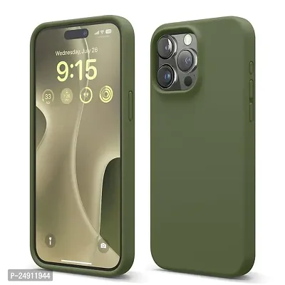 Imperium Silicone Back Case for Apple iPhone 15 Pro Max |Liquid Silicone| Thin, Slim, Soft Rubber Gel Case | Raised Bezels for Extra Protection of Camera  Screen (Olive Green).