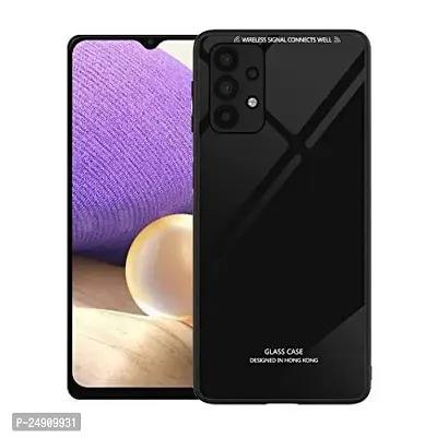 Imperium Toughened Glossy Hybrid Back Case for Samsung Galaxy A32 5G (Tempered Glass Back Panel + TPU Frame) Compatible for Samsung Galaxy A32 5G - Black.