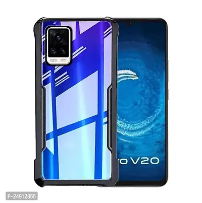 Imperium Vivo V20 Shockproof Bumper Crystal Clear Back Cover | 360 Degree Protection TPU+PC | Camera Protection | Acrylic Transparent Back Cover for Vivo V20- Black.