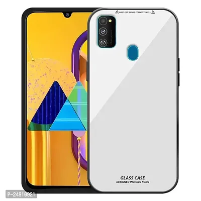 Imperium Toughened Glossy Hybrid Back Case for Samsung Galaxy M30s (Tempered Glass Back Panel + TPU Frame) Compatible for Samsung Galaxy M30s - White.-thumb0