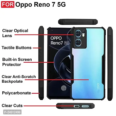 Imperium Oppo Reno 7 5G Shockproof Bumper Crystal Clear Back Cover | 360 Degree Protection TPU+PC | Camera Protection | Acrylic Transparent Back Cover for Oppo Reno 7 5G - Black.-thumb2