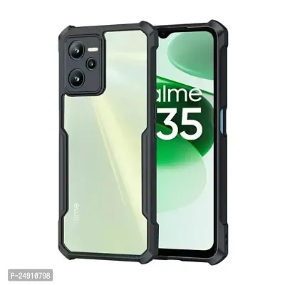 Imperium Realme C35 Shockproof Bumper Crystal Clear Back Cover | 360 Degree Protection TPU+PC | Camera Protection | Acrylic Transparent Back Cover for Realme C35 - Black.