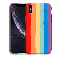 Imperium Ultra Slim Soft Silicon Anti-Slip Shockproof Protective Rainbow Pattern Cover for Apple iPhone Xs MAX (Red)-thumb1