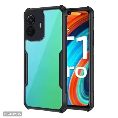 Imperium Vivo T1 Pro 5G Shockproof Bumper Crystal Clear Back Cover | 360 Degree Protection TPU+PC | Camera Protection | Acrylic Transparent Back Cover for Vivo T1 Pro 5G- Black.